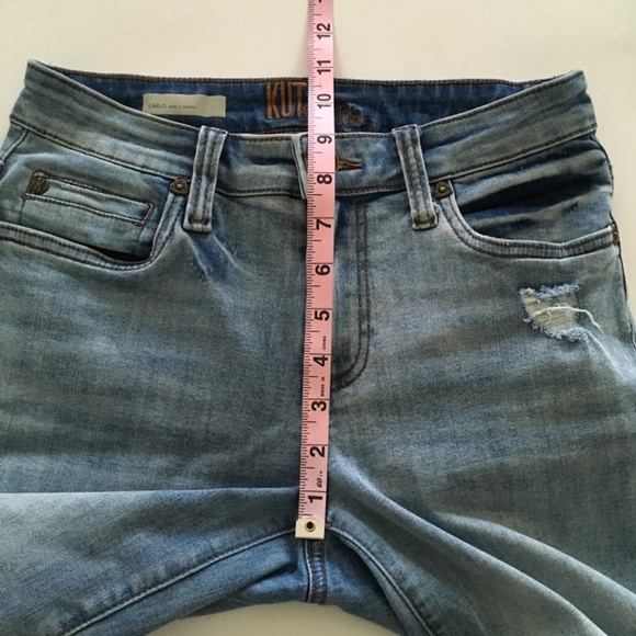 Kut From The Kloth Jeans Sz 2 Blue Carlo Ankle Skinny Cut Off Hem Distressed - Picture 11 of 12